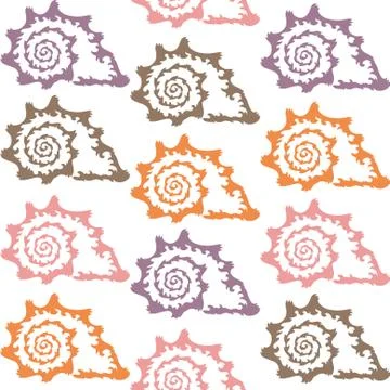 Elegant seamless pattern with decorative seashells, design element Stock Illustration