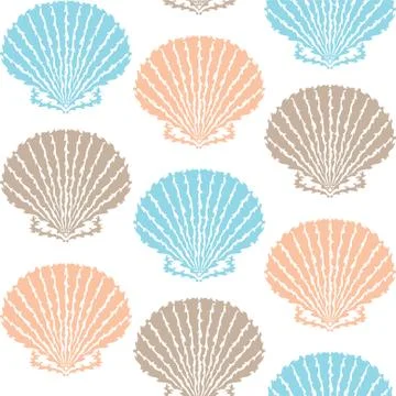 Elegant seamless pattern with decorative seashells, design element Stock Illustration