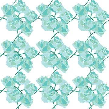 Elegant seamless pattern with decorative soft blue roses, design element Stock Illustration