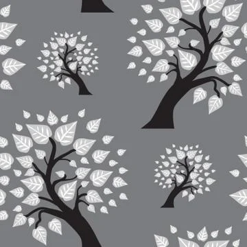 Elegant seamless pattern with decorative trees for your design Stock Illustration