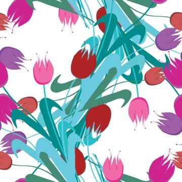 Elegant seamless pattern with decorative tulips, design element Stock Illustration