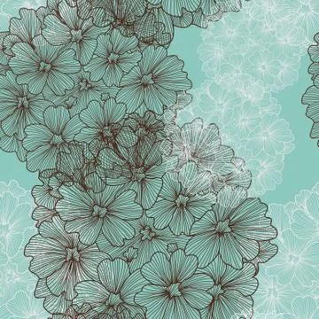 Elegant seamless pattern with decorative verbena flowers, design element Stock Illustration