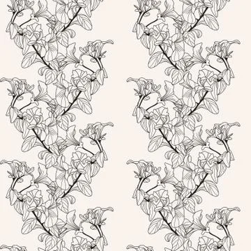 Elegant seamless pattern with decorative viola flowers for your design Illustrazione stock