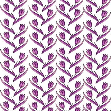Elegant seamless pattern with decorative violet tulips, design element Stock Illustration