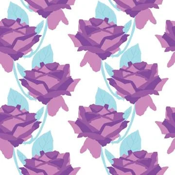 Elegant seamless pattern with decorative violet roses, design element Stock Illustration