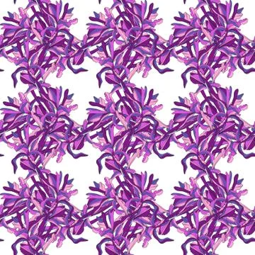 Elegant seamless pattern with decorative violet iris flowers, design element Stock Illustration