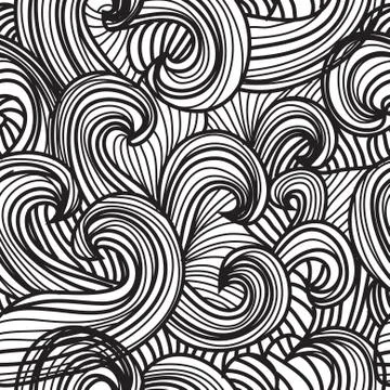 Elegant seamless pattern with decorative waves, design element Stock Illustration