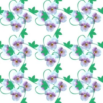 Elegant seamless pattern with decorative white pink pansies, design element Illustrazione stock