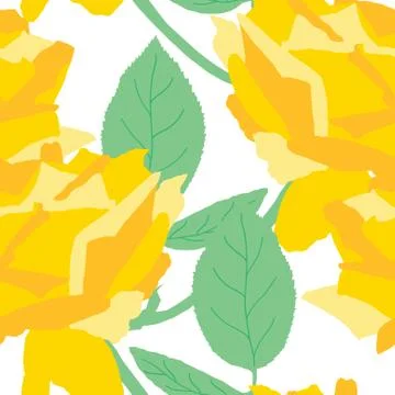 Elegant seamless pattern with decorative yellow roses, design element Stock Illustration