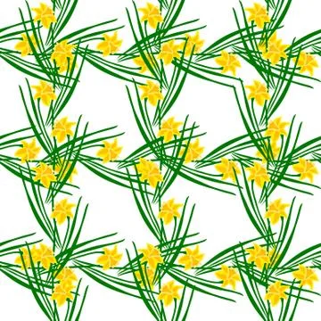 Elegant seamless pattern with decorative yellow daffodils, design element Stock Illustration