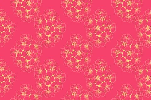 Elegant seamless pattern of delicate floral clusters in soft gold on a vibr.. Stock Illustration