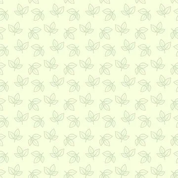 Elegant seamless pattern of delicate pastel green leaves on a pale yellow bac Stock Illustration