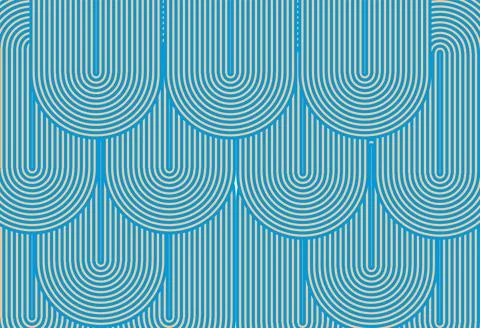 Elegant seamless pattern featuring blue gradient scallop shell shapes arran.. Illustrazione stock