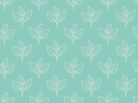 Elegant seamless pattern featuring delicate white leaf sprigs on a soft tea.. Stock Illustration