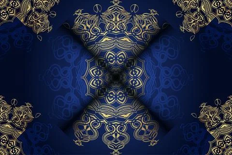 Elegant seamless pattern featuring intricate golden ornaments on a rich Иллюстрация