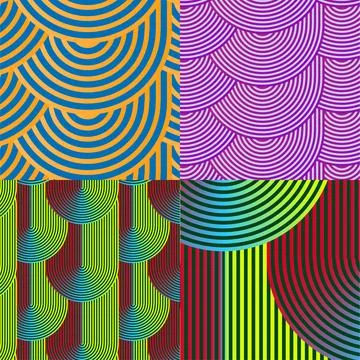 Elegant seamless pattern featuring red gradient scallop shell shapes arrang.. Stockillustratie