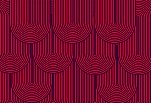 Elegant seamless pattern featuring red gradient scallop shell shapes arrang.. 스톡 일러스트