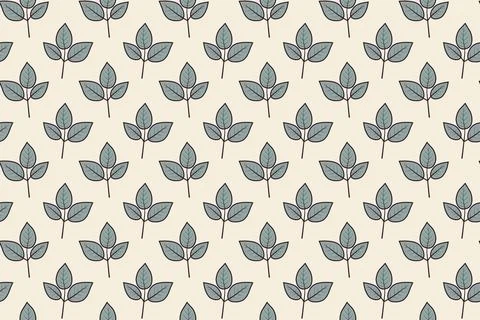 Elegant seamless pattern featuring a repeating motif of stylized teal leave.. Stock Illustration