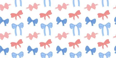 Elegant Seamless Pattern Featuring Simple Pink And Blue Ribbon Bows for Fashi イラスト素材