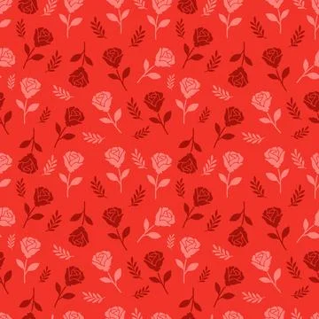 Elegant seamless pattern featuring small pink and dark red roses Stock Illustration