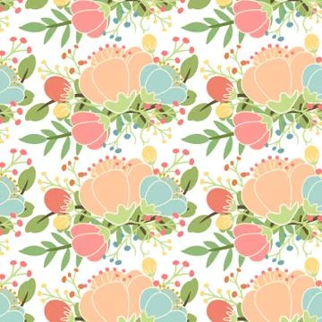 Elegant seamless pattern with flowers Stock Illustration