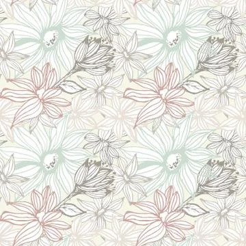 Elegant seamless pattern with flowers Stock Illustration