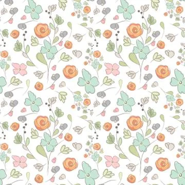 Elegant seamless pattern with flowers, vector illustration Illustrazione stock