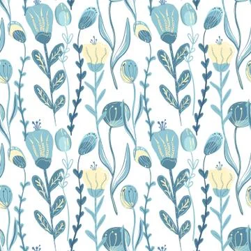 Elegant seamless pattern with flowers, vector illustration Illustrazione stock