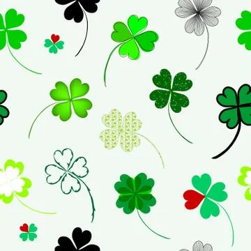 Elegant seamless pattern with four leaf lucky clovers for your design Illustrazione stock