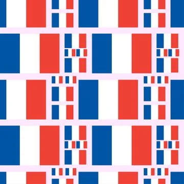 Elegant seamless pattern with french flags, design elements Illustrazione stock
