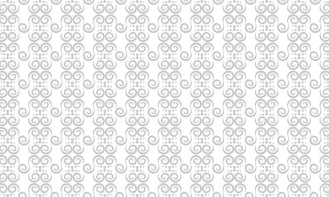 Elegant Seamless Pattern with Gray Swirls and Dots on a Clean White Backgro.. Stock Illustration