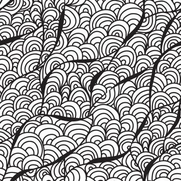 Elegant seamless pattern with hand drawn decorative waves, design element Illustrazione stock