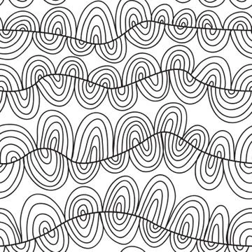 Elegant seamless pattern with hand drawn decorative waves, design element Illustrazione stock