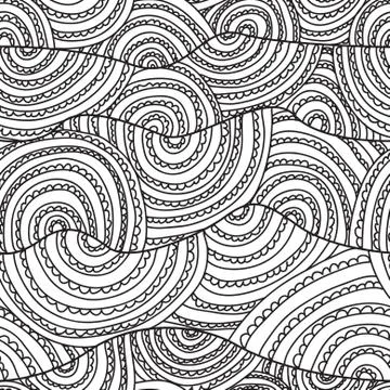Elegant seamless pattern with hand drawn decorative waves, design element Stock Illustration