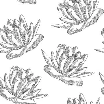 Elegant seamless pattern with hand drawn decorative lily flowers, design element Stock Illustration