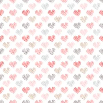 Elegant seamless pattern with hand drawn decorative hearts, design elements Illustrazione stock
