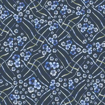 Elegant seamless pattern with hand drawn poppy flowers, design elements. Stock Illustration