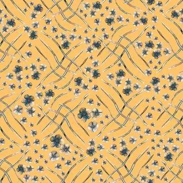 Elegant seamless pattern with hand drawn poppy flowers, design elements. Stock Illustration