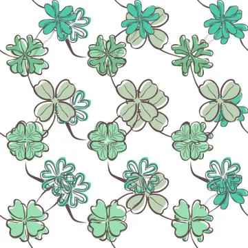 Elegant seamless pattern with lucky four leaf clovers, design element Illustrazione stock