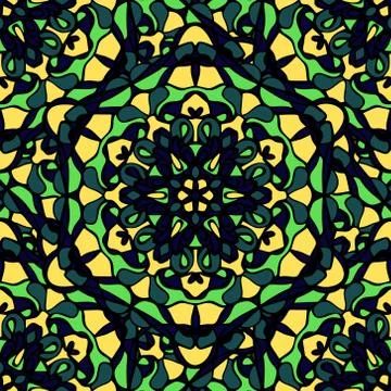 Elegant seamless pattern with Mandala-like and floral elements Stock Illustration