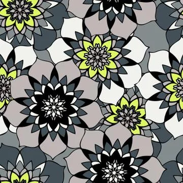 Elegant seamless pattern with Mandala-like and floral elements Stock Illustration