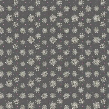 Elegant seamless pattern of many gold and purple snowflakes on dark grey back Stock-Illustration