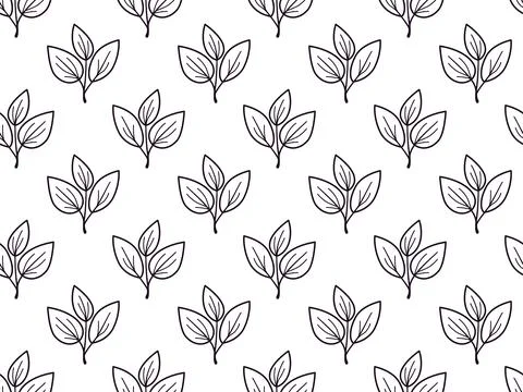 Elegant seamless pattern of minimalist handdrawn leaves. Perfect for textile  Stock Illustration