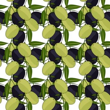 Elegant seamless pattern with olive branches, design element Stock Illustration
