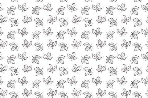 Elegant seamless pattern of outlined leaves on white background. Perfect for  Stock Illustration