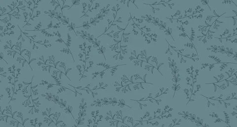 Elegant seamless pattern with plants and herbs. Leaves seamless pattern. Bo.. Stock Illustration