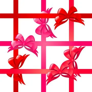 Elegant seamless pattern with red and pink bows for your design Stock Illustration