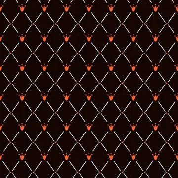Elegant seamless pattern with rhombus and red small flower lily or tulip Stock Illustration
