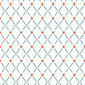 Elegant seamless pattern with rhombus and red small flower lily or tulip Stock Illustration