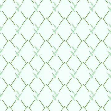 Elegant seamless pattern with rhombus and small leaves. Stock Illustration